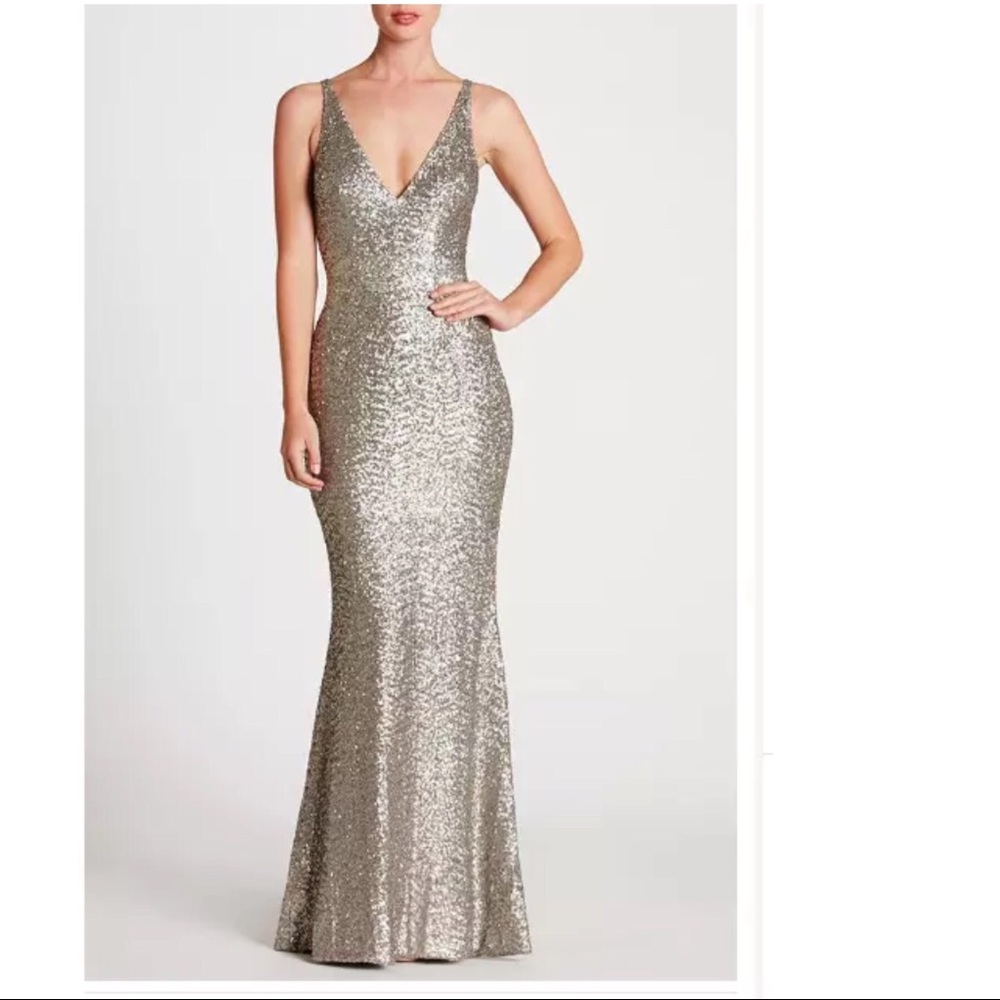 Dress the Population Platinum Sequin Harper V-Neck - Picture 3 of 5